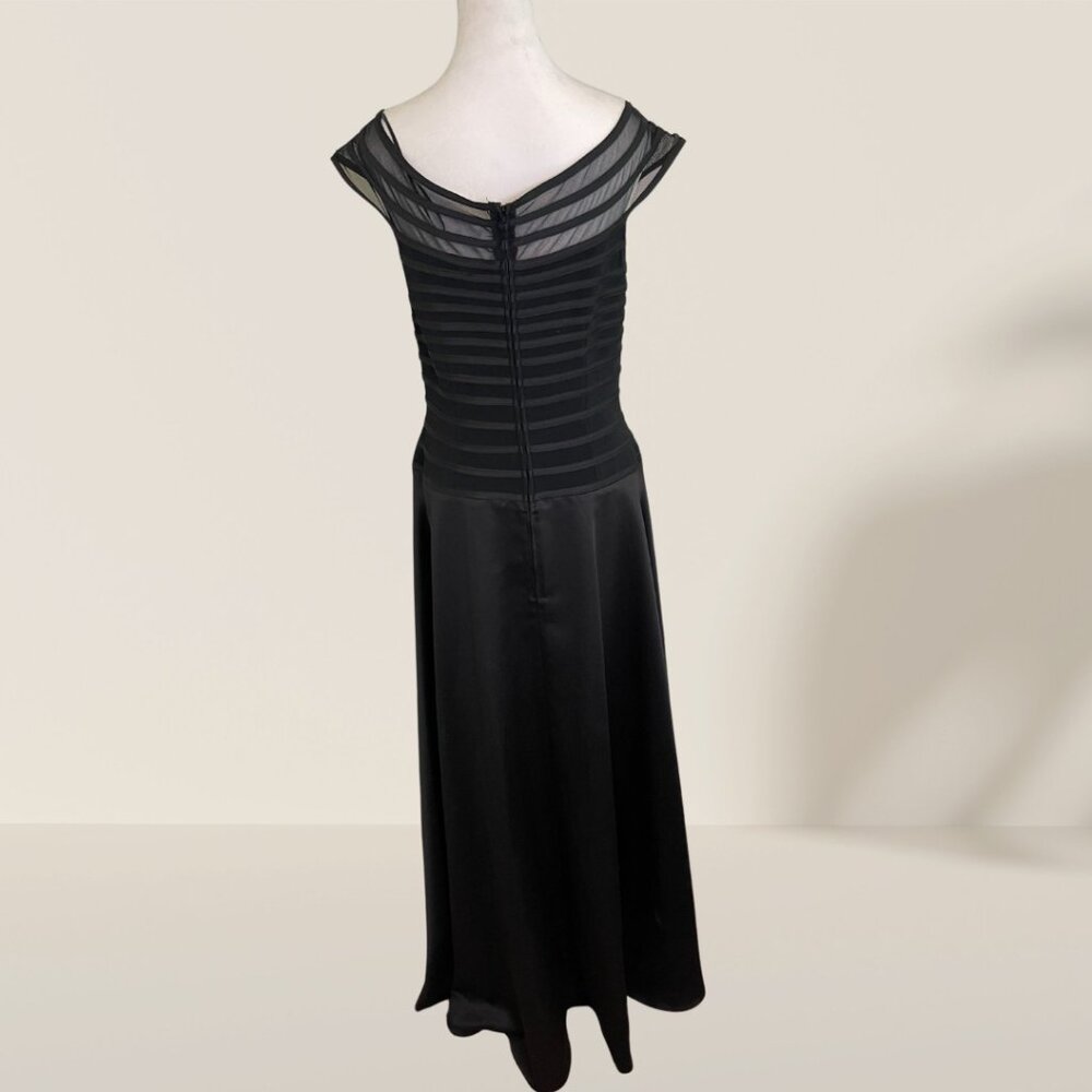 JS Collections Black Sheer Striped Evening Gown - Size 10 - Picture 3 of 6